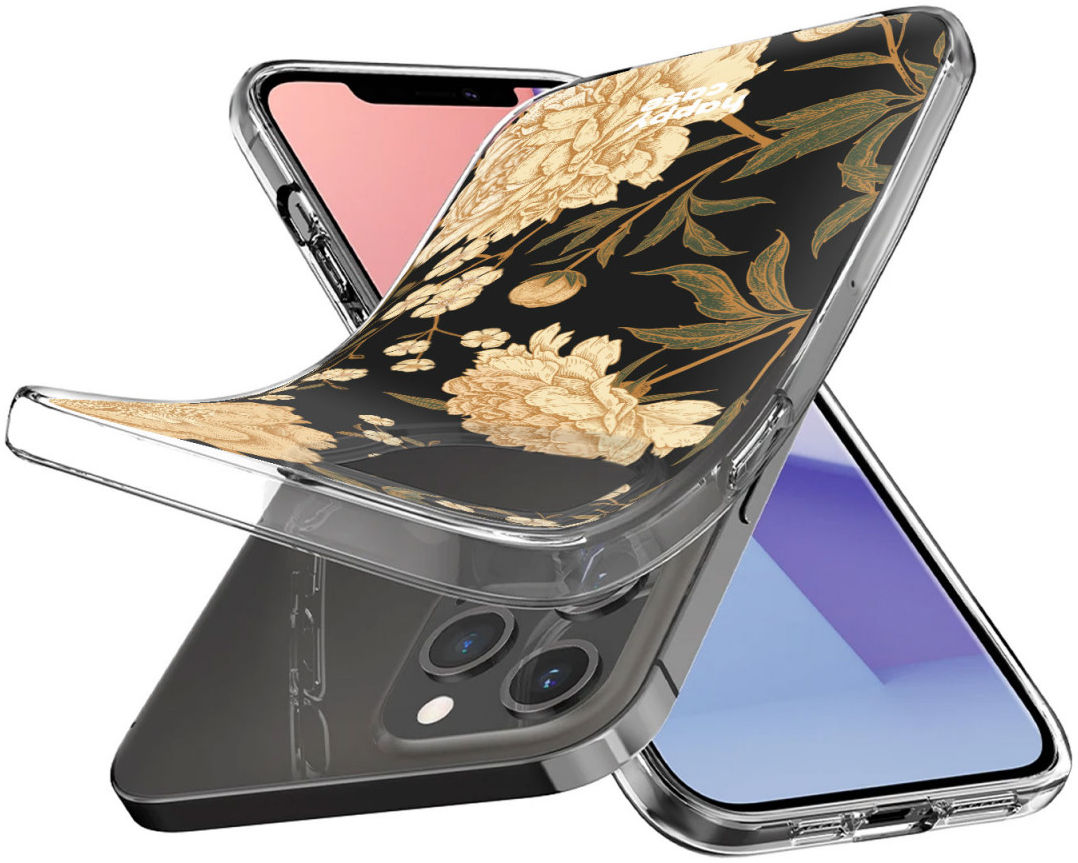 HappyCase iPhone 12 / 12 Pro Hoesje Flexibel TPU Gele Rozen Print afbeelding 4