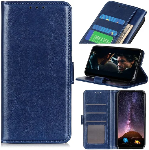 Google Pixel 5 Kunstleer Portemonnee Stand Hoesje Blauw afbeelding 5