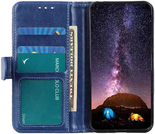 Google Pixel 5 Kunstleer Portemonnee Stand Hoesje Blauw afbeelding 1