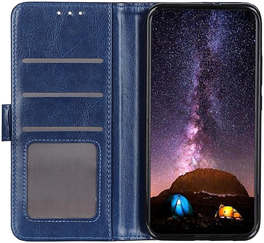 Google Pixel 5 Kunstleer Portemonnee Stand Hoesje Blauw afbeelding 6