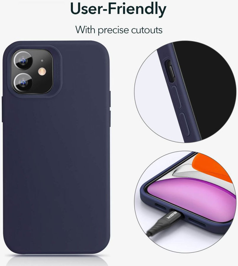ESR Cloud Apple iPhone 12 Mini Hoesje Siliconen Back Cover Zwart afbeelding 8