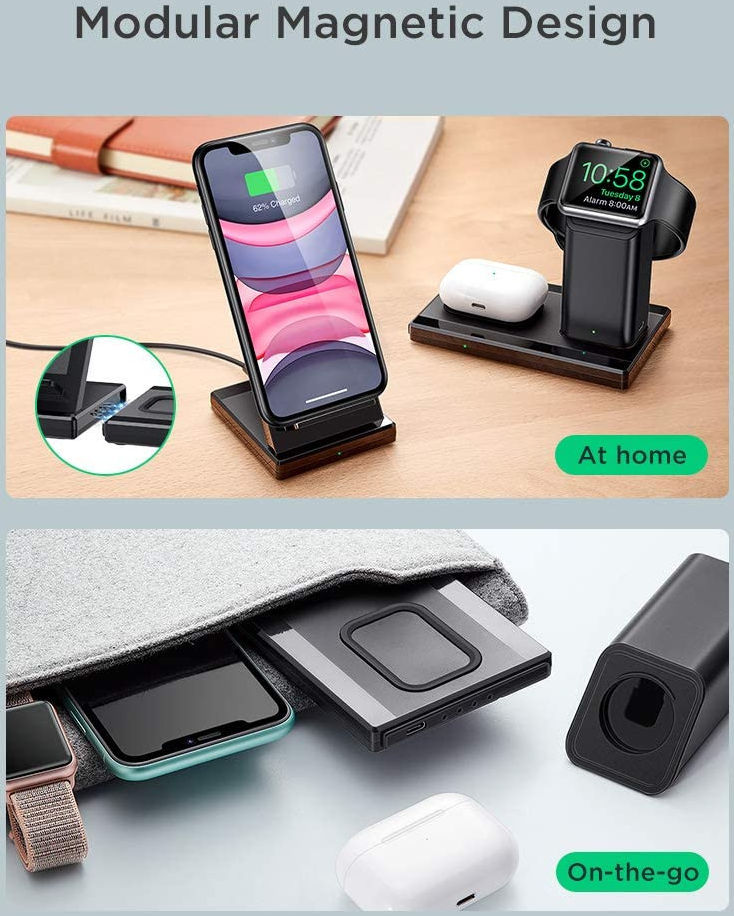 ESR 3-in-1 15W Wireless Charger Station Apple iPhone/AirPods/Watch afbeelding 5