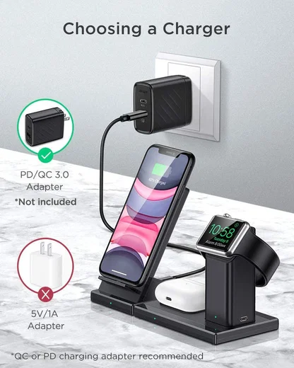ESR 3-in-1 15W Wireless Charger Station Apple iPhone/AirPods/Watch afbeelding 6