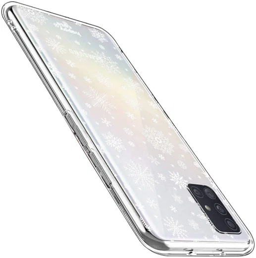 HappyCase Samsung Galaxy A51 Hoesje Flexibel TPU Sneeuwvlokken Print afbeelding 7
