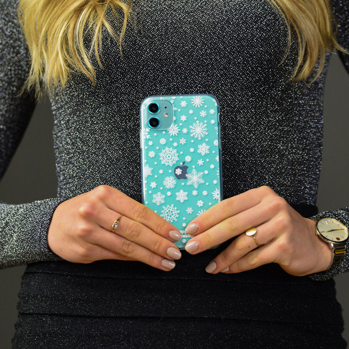 HappyCase Samsung Galaxy A51 Hoesje Flexibel TPU Sneeuwvlokken Print afbeelding 4