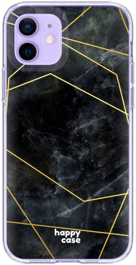 HappyCase iPhone 12 / 12 Pro Hoesje Flexibel TPU Zwart Marmer Print afbeelding 1