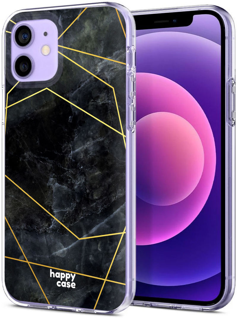 HappyCase iPhone 12 / 12 Pro Hoesje Flexibel TPU Zwart Marmer Print afbeelding 2