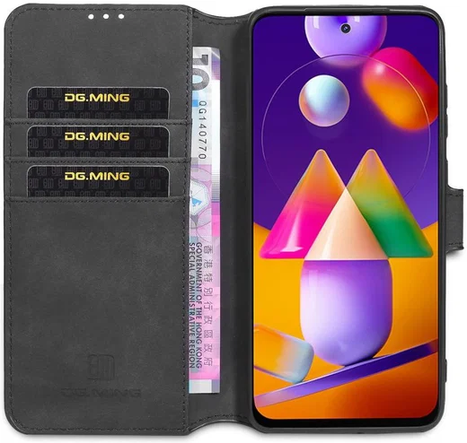 DG Ming Samsung Galaxy M31s Retro Portemonnee Hoesje Zwart afbeelding 2