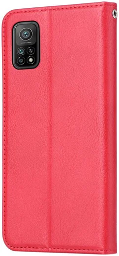 Xiaomi Mi 10T/10T Pro 5G Lederen Wallet Stand Hoesje Rood afbeelding 2