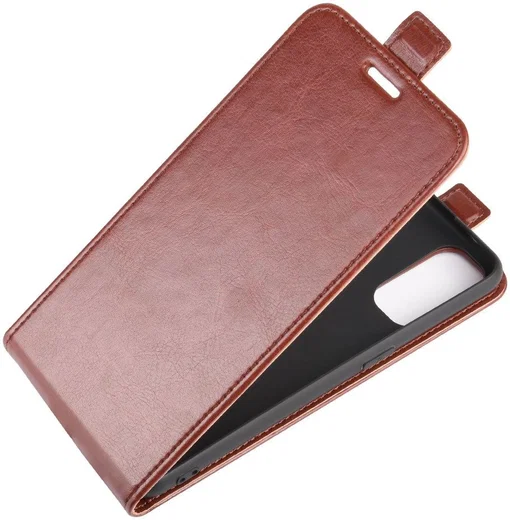 Oppo Reno 4 5G Hoesje Verticale Flip Case Crazy Horse Bruin afbeelding 1