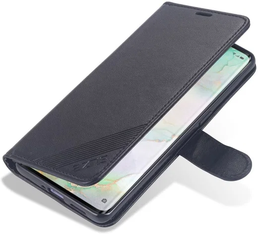 AZNS Oppo Reno 4 5G Portemonnee Stand Hoesje Zwart afbeelding 4