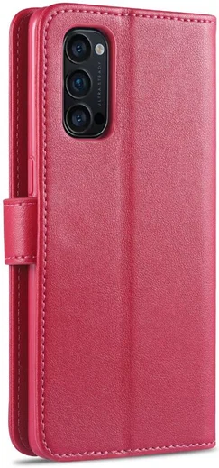 AZNS Oppo Reno 4 5G Portemonnee Stand Hoesje Rood afbeelding 3