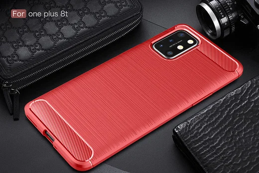 OnePlus 8T Hoesje Geborsteld TPU Flexibele Back Cover Rood afbeelding 5