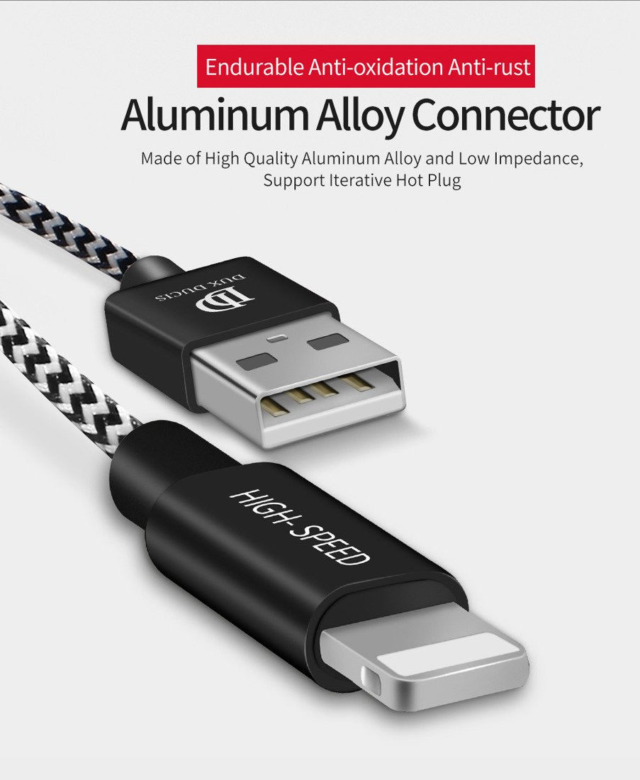 Dux Ducis Fast Charging 2.1A Lightning Oplaad Kabel 2 Meter afbeelding 4