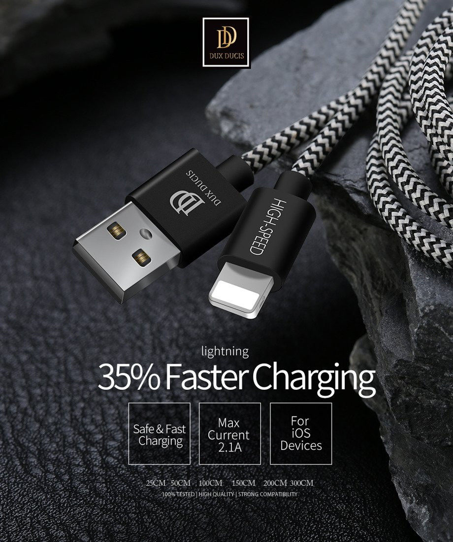 Dux Ducis Fast Charging 2.1A Lightning Oplaad Kabel 2 Meter afbeelding 12