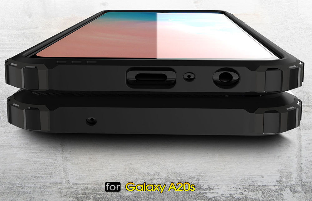 Samsung Galaxy A20s Hoesje Shock Proof Hybride Back Cover Donker Blauw afbeelding 2