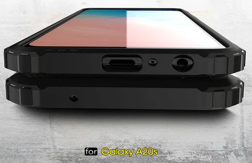 Samsung Galaxy A20s Hoesje Shock Proof Hybride Back Cover Donker Blauw afbeelding 2