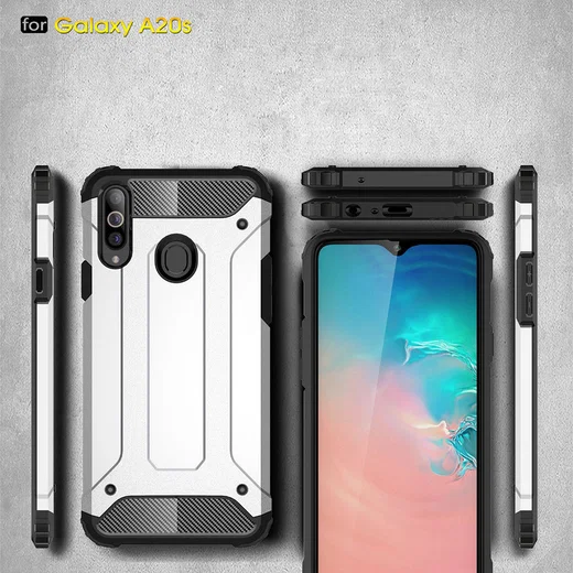 Samsung Galaxy A20s Hoesje Shock Proof Hybride Back Cover Donker Blauw afbeelding 4