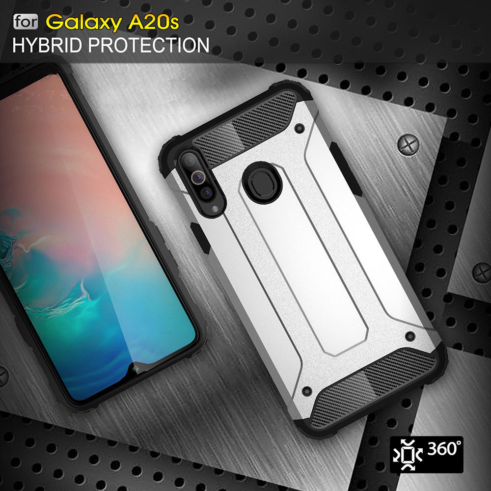 Samsung Galaxy A20s Hoesje Shock Proof Hybride Back Cover Donker Blauw afbeelding 8