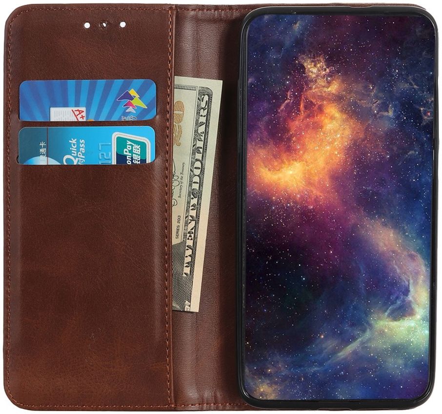 Motorola Moto G9 Plus Portemonnee Stand Book Case Hoesje Coffee afbeelding 1