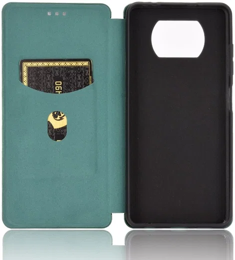 Xiaomi Poco X3 / X3 Pro Hoesje Carbon Fiber Book Case Groen afbeelding 7