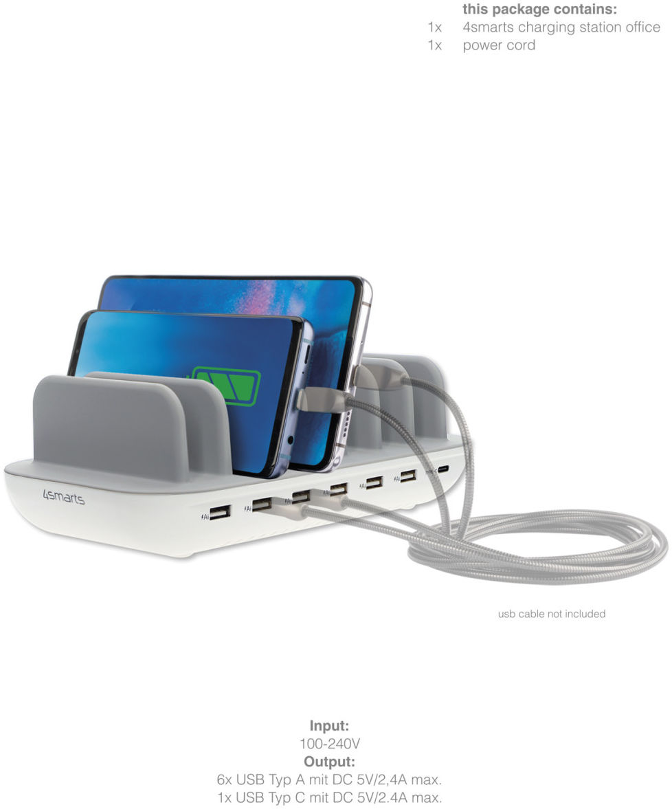 4smarts Universeel 60W Docking Oplaad Station 7 Poorts USB + USB-C Wit afbeelding 3