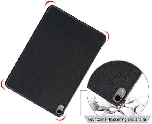 iPad Air 2020 / 2022 Hoesje Tri-Fold Book Case Zwart afbeelding 10
