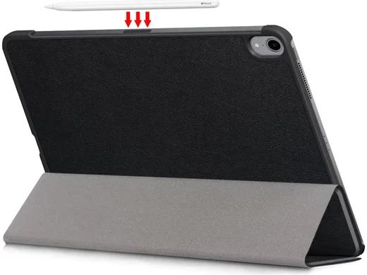 iPad Air 2020 / 2022 Hoesje Tri-Fold Book Case Zwart afbeelding 2