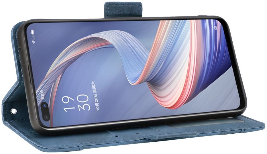 Oppo Reno 4 Z 5G Portemonnee Hoes Met Kaarthouder Blauw afbeelding 5