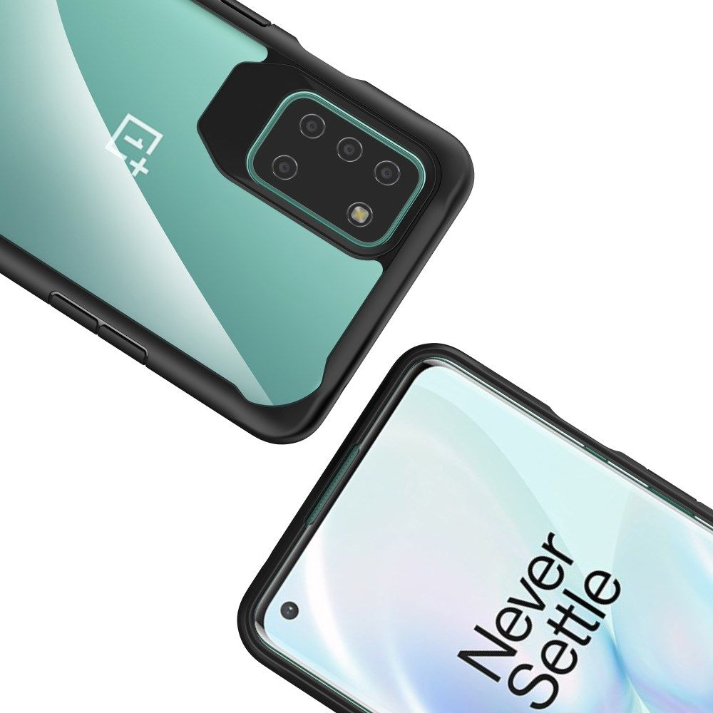 OnePlus 8T Back Cover Hoesje Hybride Shockproof Transparant Zwart afbeelding 6