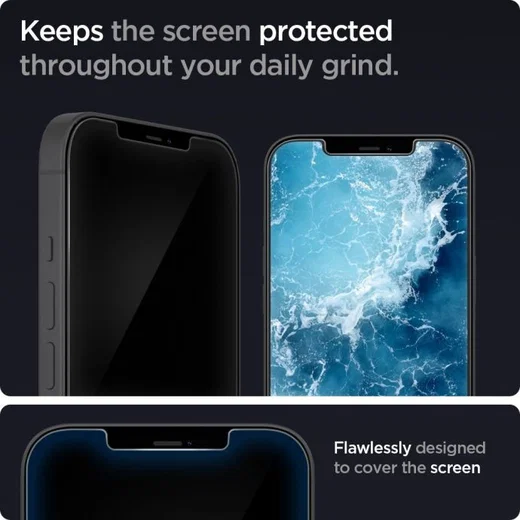 Spigen iPhone 12/12 Pro Screen Protector Anti-Bluelight Tempered Glass afbeelding 2