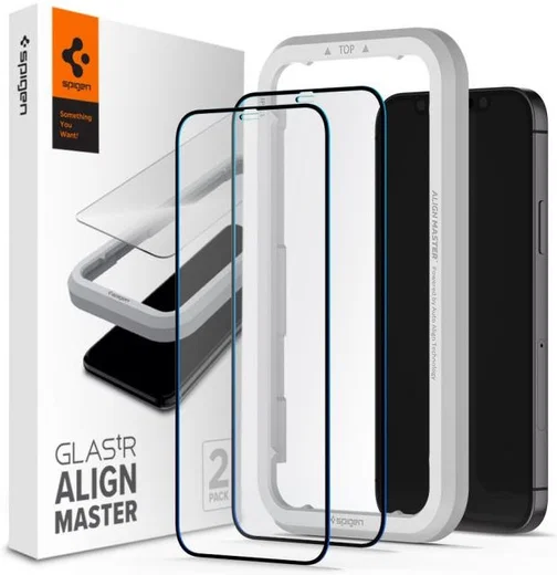Spigen AlignMaster iPhone 12 Pro Max Screenprotector Tempered Glass 2-Pack afbeelding 1