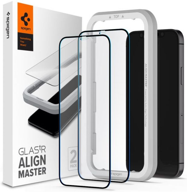 Spigen iPhone 12/12 Pro Tempered Glass Screenprotector AlignMaster afbeelding 1