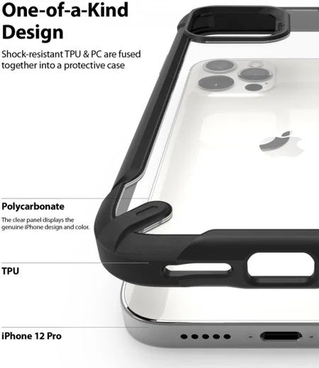 Ringke Fusion X2 Apple iPhone 12/12 Pro Hoesje Transparant Matte Zwart afbeelding 4