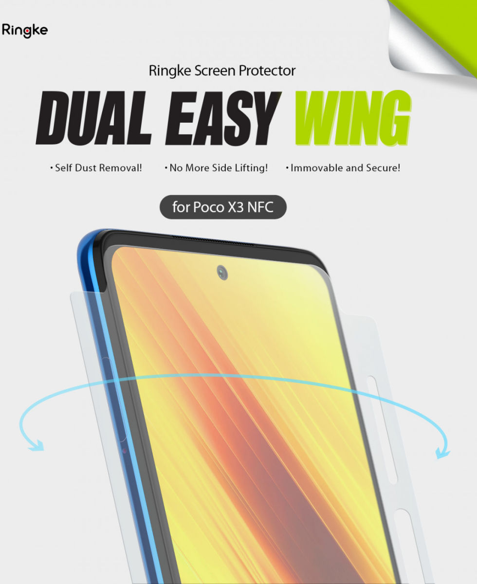 Ringke Dual Easy Wing Xiaomi Poco X3/X3 Pro Screen Protector (2-Pack) afbeelding 2