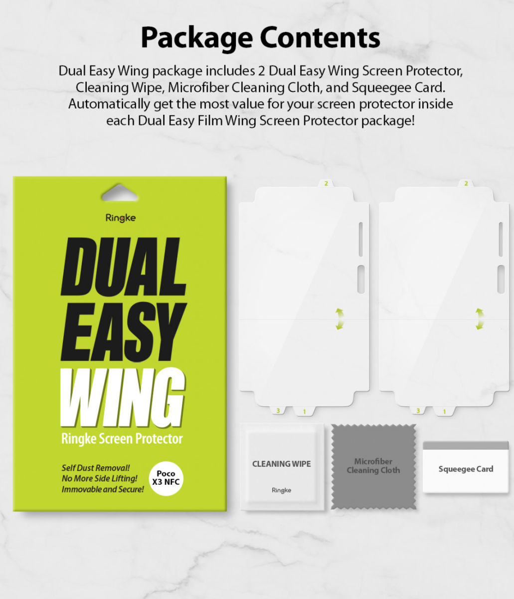 Ringke Dual Easy Wing Xiaomi Poco X3/X3 Pro Screen Protector (2-Pack) afbeelding 14