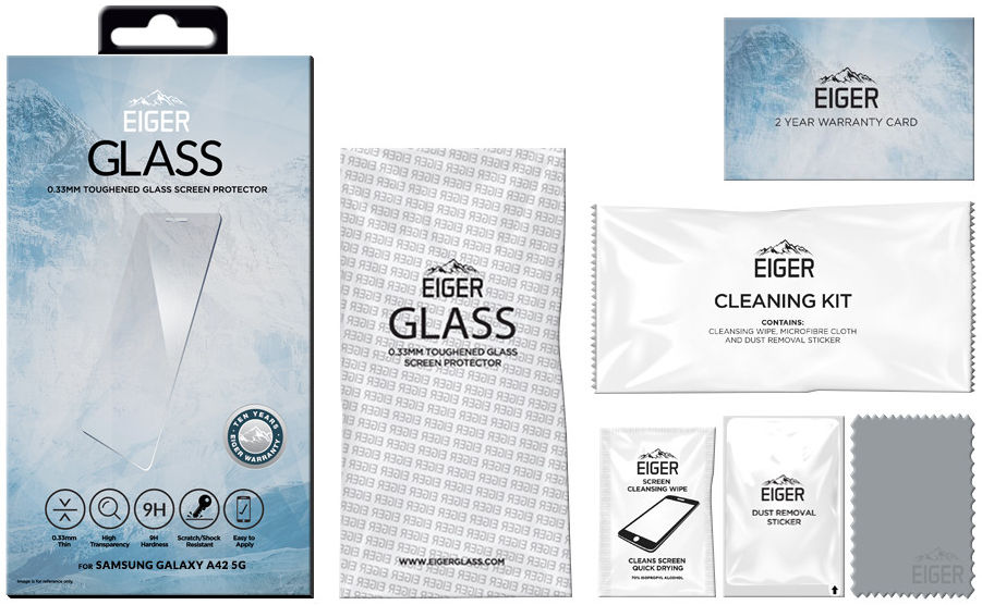 Eiger Samsung Galaxy A42 Tempered Glass Case Friendly Protector Plat afbeelding 2