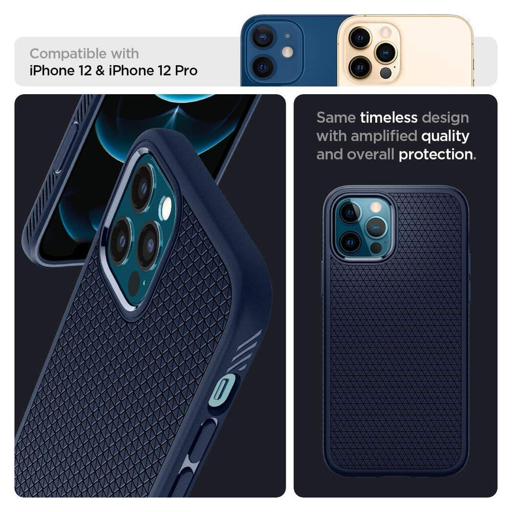 Spigen Liquid Air Apple iPhone 12 / 12 Pro Flexibel Hoesje Mat Blauw afbeelding 5