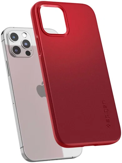 Spigen Thin Fit Apple iPhone 12 / 12 Pro Hoesje Rood afbeelding 4