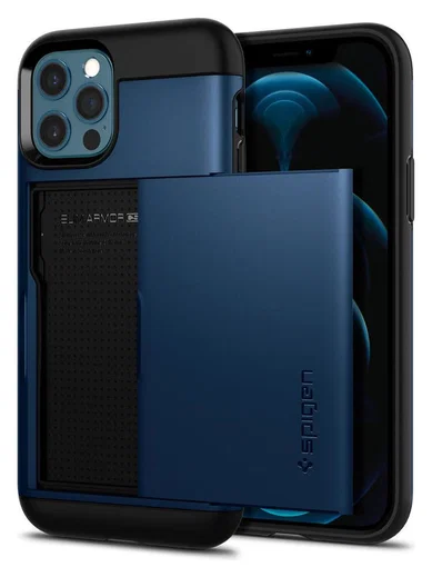 Spigen Slim Armor CS Apple iPhone 12 / 12 Pro Hoesje Navy Blue afbeelding 10