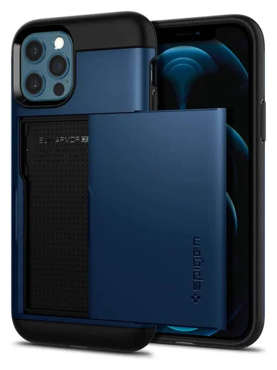 Spigen Slim Armor CS Apple iPhone 12 / 12 Pro Hoesje Navy Blue afbeelding 1