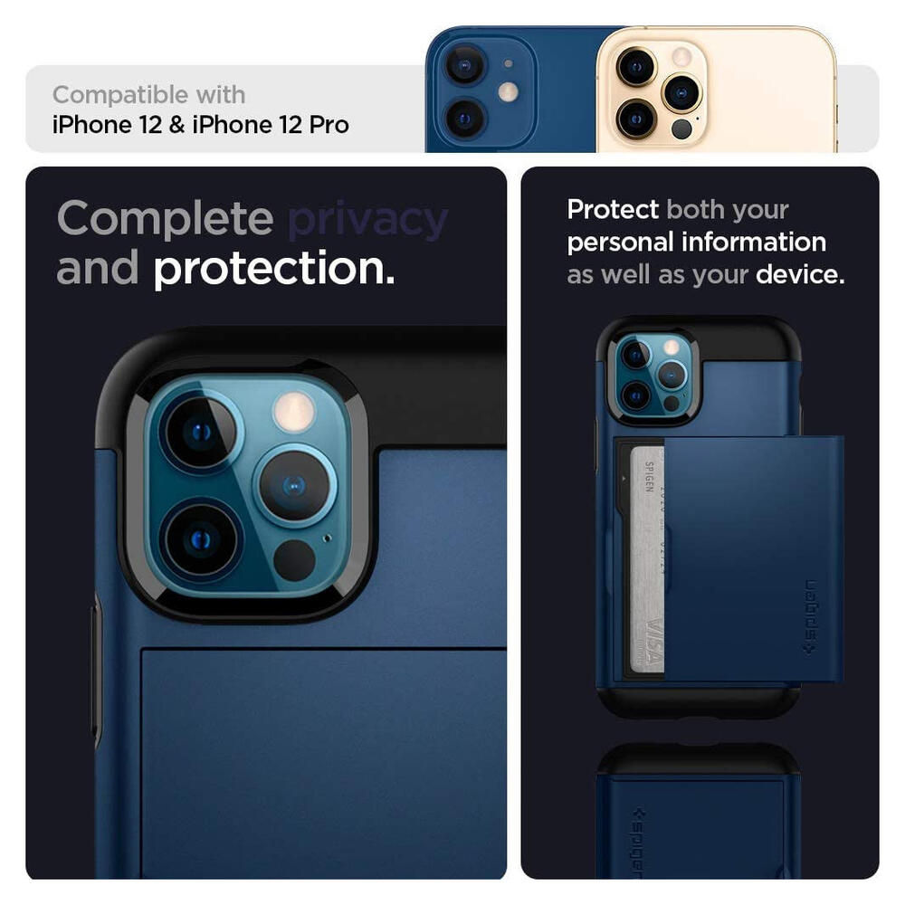 Spigen Slim Armor CS Apple iPhone 12 / 12 Pro Hoesje Navy Blue afbeelding 2