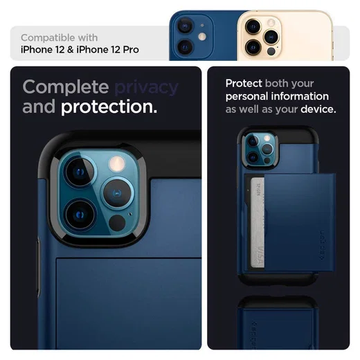 Spigen Slim Armor CS Apple iPhone 12 / 12 Pro Hoesje Navy Blue afbeelding 2