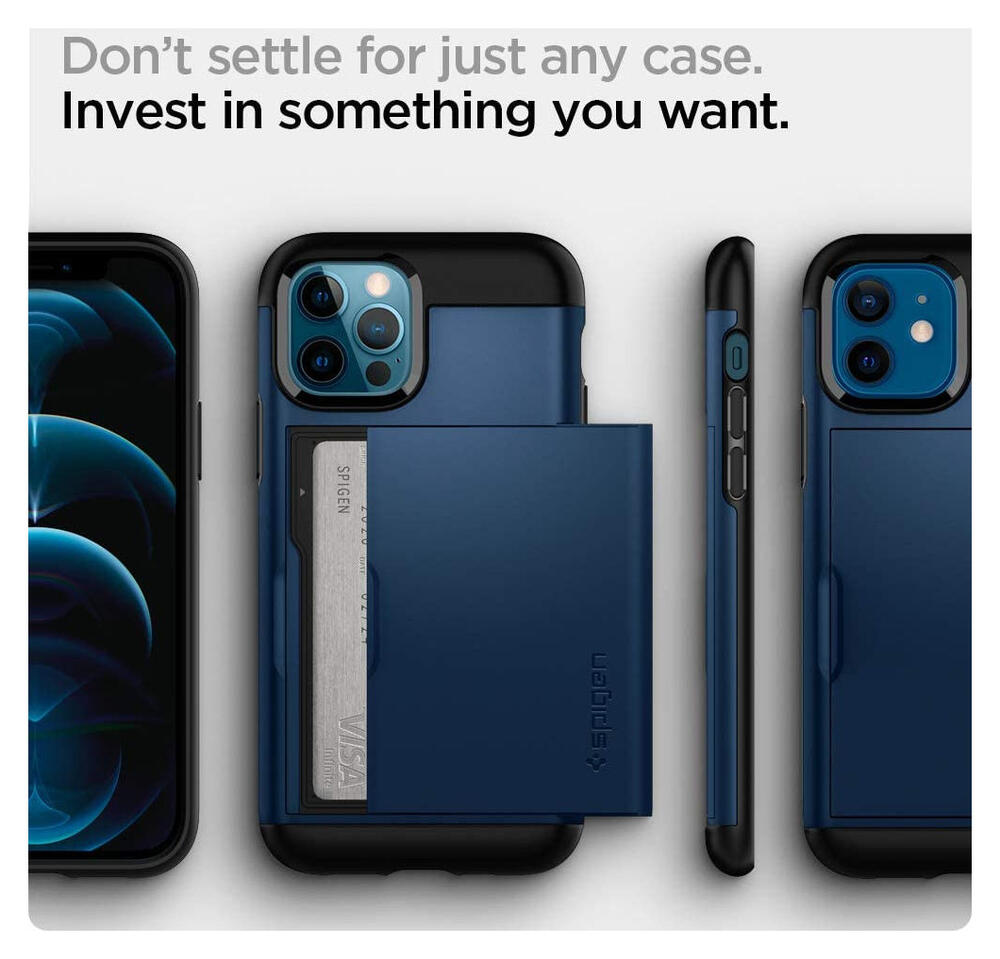 Spigen Slim Armor CS Apple iPhone 12 / 12 Pro Hoesje Navy Blue afbeelding 3