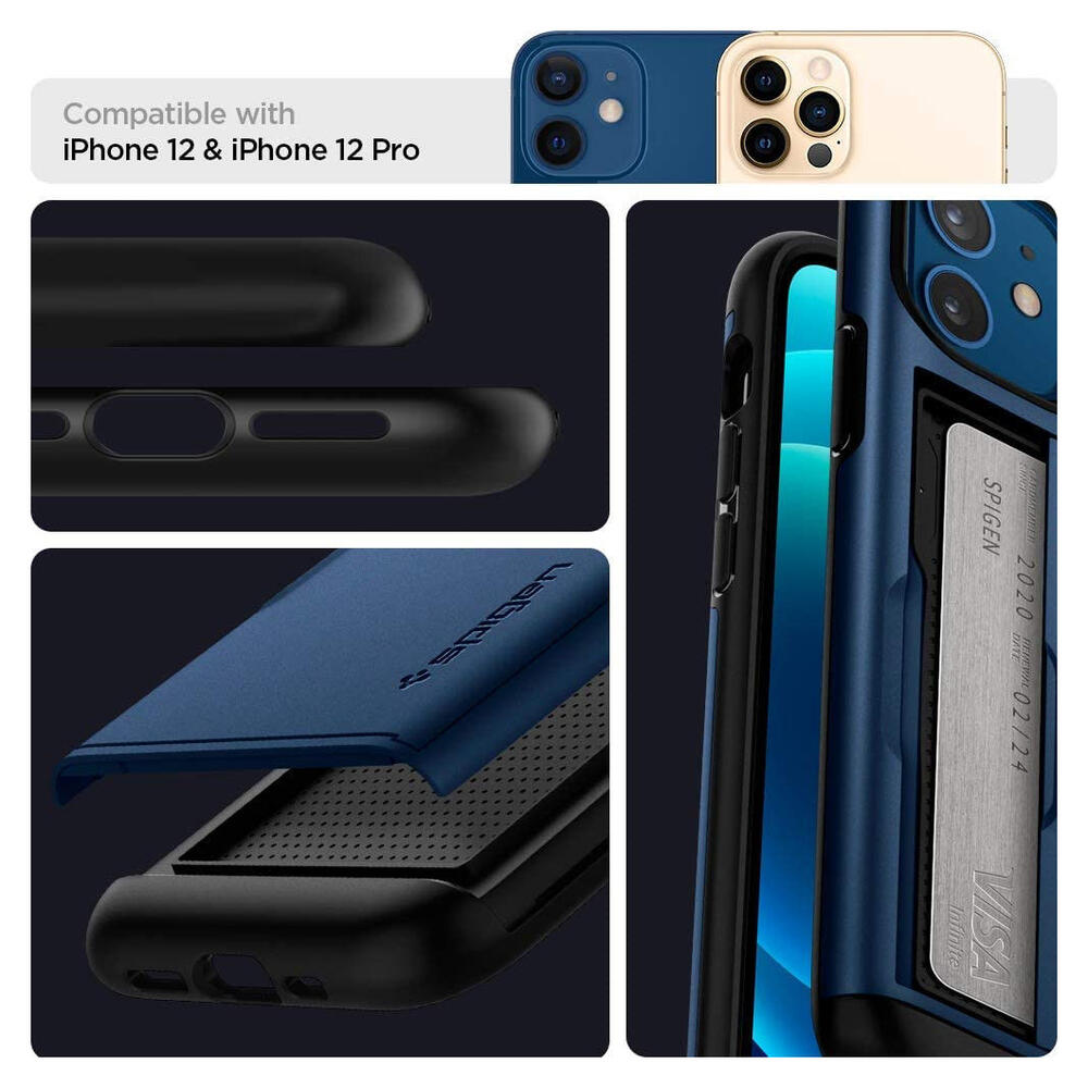 Spigen Slim Armor CS Apple iPhone 12 / 12 Pro Hoesje Navy Blue afbeelding 7