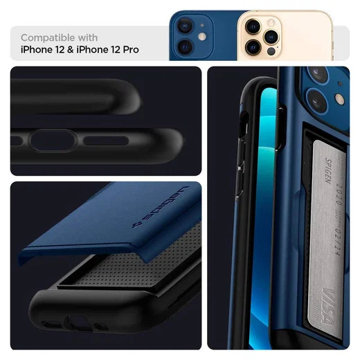 Spigen Slim Armor CS Apple iPhone 12 / 12 Pro Hoesje Navy Blue afbeelding 7