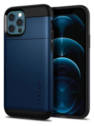Spigen Slim Armor CS Apple iPhone 12 / 12 Pro Hoesje Navy Blue afbeelding 12