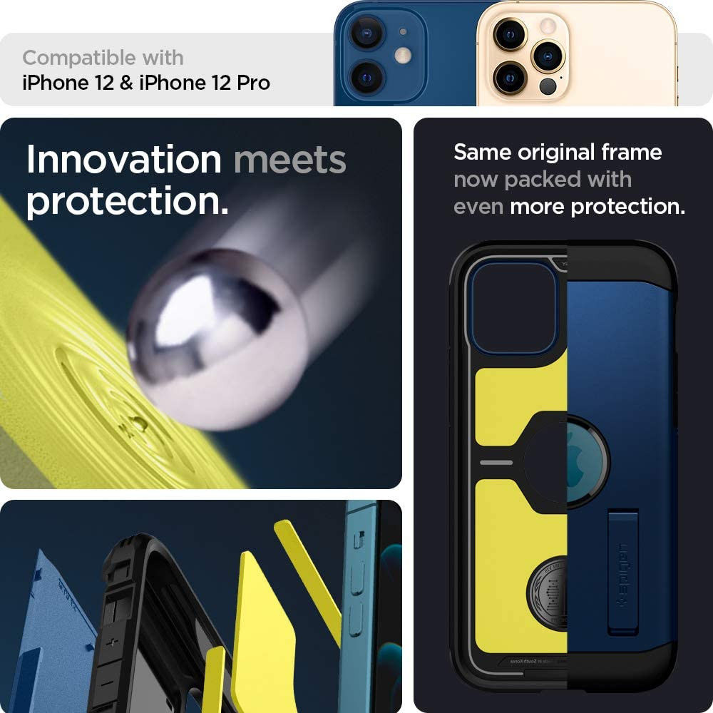 Spigen Tough Armor Apple iPhone 12 / 12 Pro Hoesje Navy Blue afbeelding 6