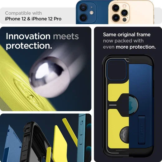 Spigen Tough Armor Apple iPhone 12 / 12 Pro Hoesje Navy Blue afbeelding 6