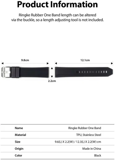 Ringke Rubber One - Universeel Smartwatch 22MM Bandje - Flexibel TPU - Zwart afbeelding 10